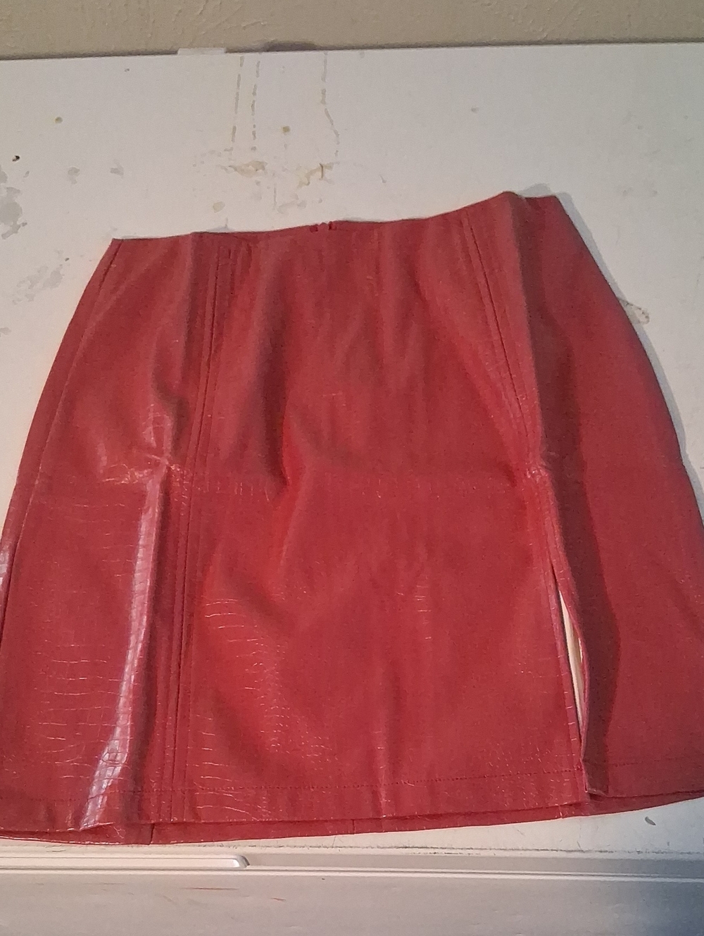 MANGOPOP Red Faux Leather Mini Skirt NWT Size XL - Picture 2 of 5